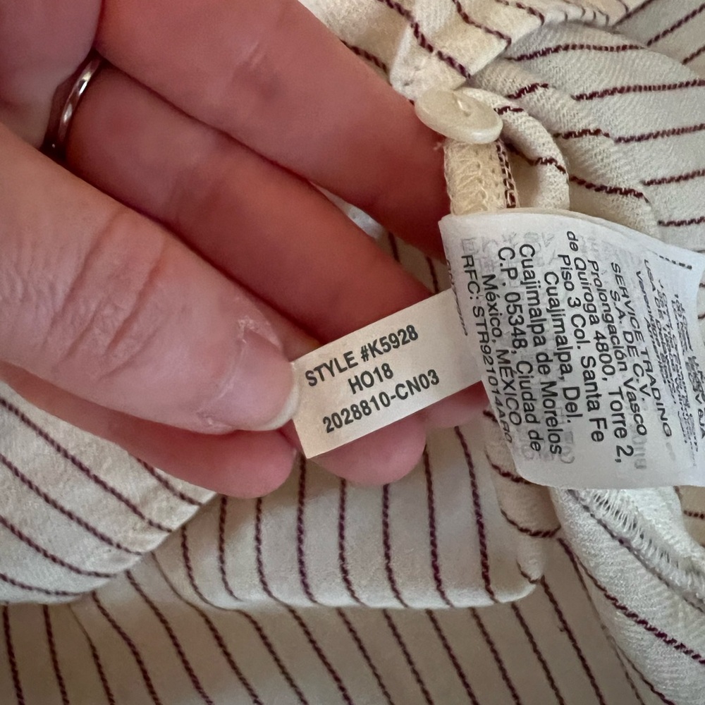 Madewell Striped Cream and Brown Women's Top XXS - Picture 4 of 5
